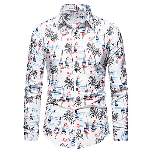 

Men's Shirt Graphic Long Sleeve Daily Tops White Black Yellow