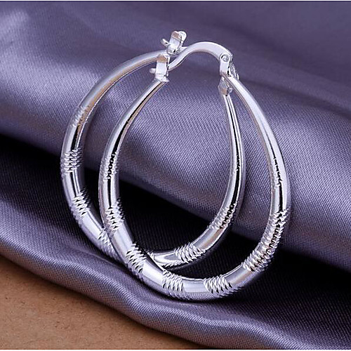 

Women's Hoop Earrings Geometrical Precious Fashion Silver Plated Earrings Jewelry Silver For Christmas Party Evening Street Gift Date 1 Pair