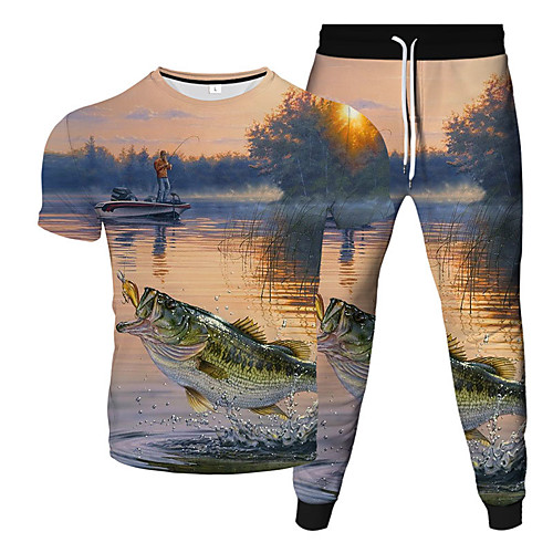 

Men's Women's 2 Piece Tracksuit Sweatsuit Street Casual Short Sleeve 2pcs Breathable Moisture Wicking Soft Gym Workout Running Jogging Training Exercise Sportswear Normal Outfit Set Clothing Suit