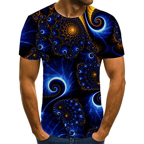 

Men's T shirt 3D Print Star 3D Print Print Short Sleeve Casual Tops Casual Fashion Blue