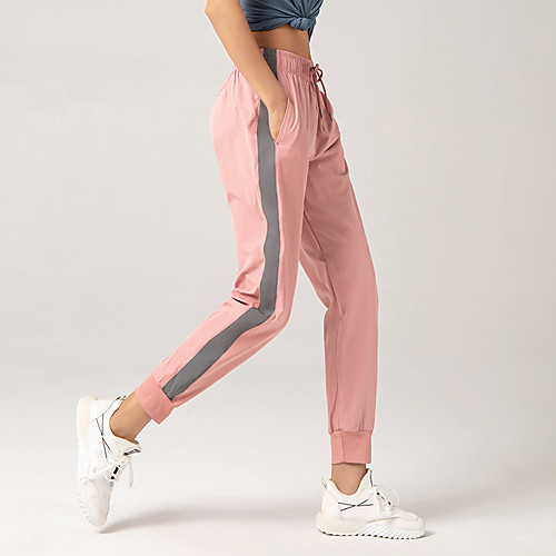 

Women's Joggers Jogger Pants Athletic Bottoms Side Pockets Drawstring Spandex Fitness Gym Workout Marathon Running Exercise Breathable Quick Dry Moisture Wicking Sport Stripes Black Blue Blushing Pink