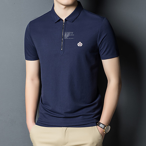 

Men's Golf Polo Shirts Short Sleeve Breathable Quick Dry Soft Sports Outdoor Autumn / Fall Spring Summer Cotton Solid Color Shangqing Black Gray / Micro-elastic