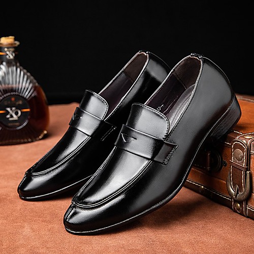 

Men's Loafers & Slip-Ons Casual Daily Walking Shoes PU Breathable Non-slipping Wear Proof Black Brown Spring