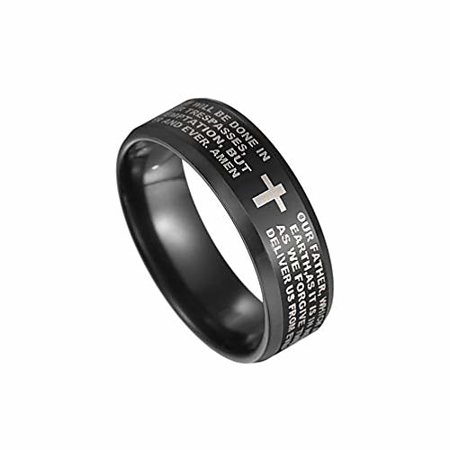 

xusamss fashion stainless steel lord's prayer cross band ring