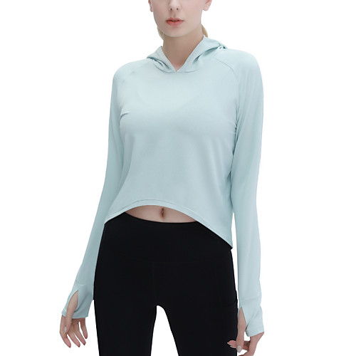 

Women's Hoodie Pullover Pure Color Crop Top Solid Color Sport Athleisure Hoodie Top Long Sleeve Breathable Warm Soft Comfortable Exercise & Fitness Running Everyday Use Casual Daily Outdoor Exercising