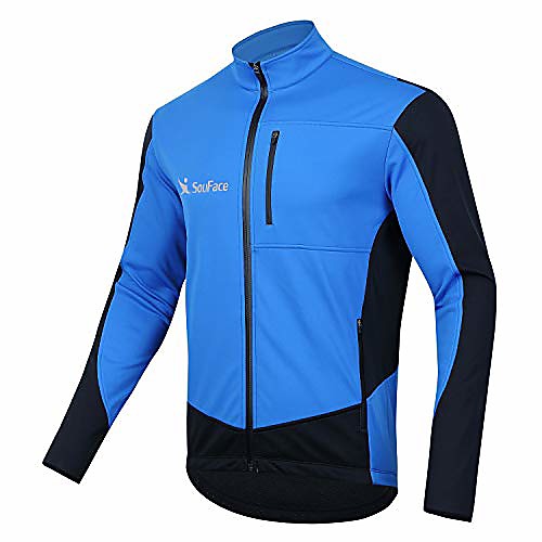 

men's waterproof cycling jackets, warm up cycling jersey softshell thermal bike tops blue xxxl