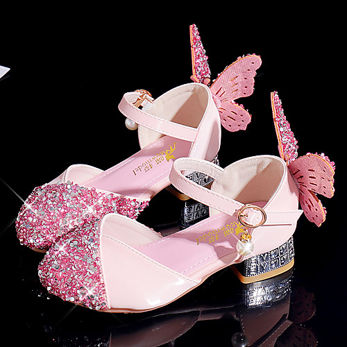 

Girls' Heels Flower Girl Shoes Princess Shoes School Shoes Rubber PU Little Kids(4-7ys) Big Kids(7years ) Daily Party & Evening Walking Shoes Rhinestone Sparkling Glitter Buckle Pink Silver Fall