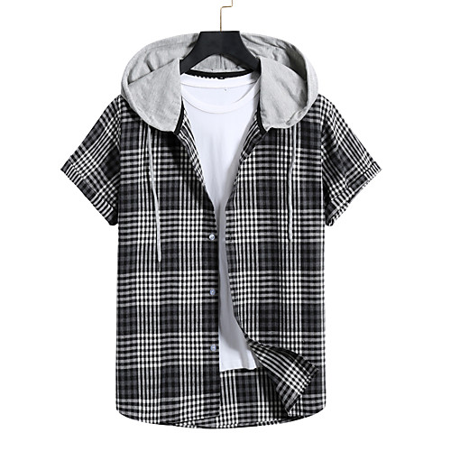 

Men's Sweatshirt Shirt non-printing Color Block Plain Patchwork Short Sleeve Casual Tops Black