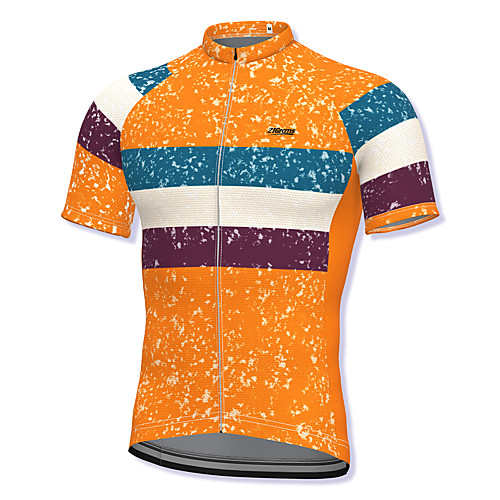 

21Grams Men's Short Sleeve Cycling Jersey Spandex Orange Stripes Bike Top Mountain Bike MTB Road Bike Cycling Breathable Quick Dry Sports Clothing Apparel / Athleisure