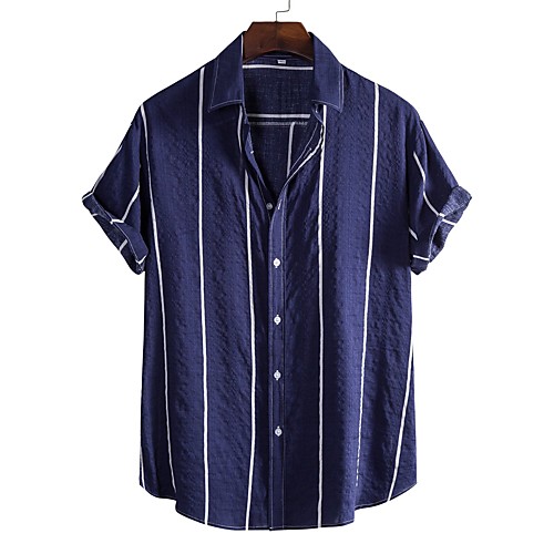 

Men's Shirt Other Prints Letter Animal collared shirts Print Short Sleeve Daily Tops Beach Boho Navy Blue