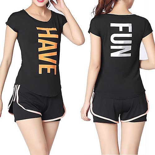 

Women's Tee / T-shirt Pure Color Crew Neck Nylon Letter Printed Sport Athleisure T Shirt Top Short Sleeves Breathable Soft Comfortable Everyday Use Street Casual Daily Outdoor