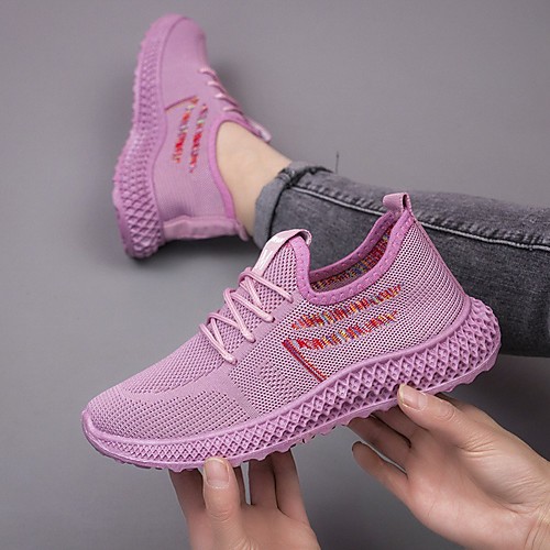 

Women's Trainers Athletic Shoes Round Toe Tissage Volant Black Purple Pink
