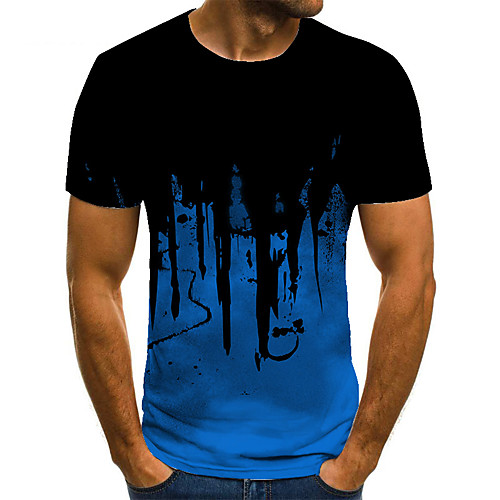 

Men's T shirt 3D Print Geometric 3D Print Print Short Sleeve Casual Tops Casual Fashion Black