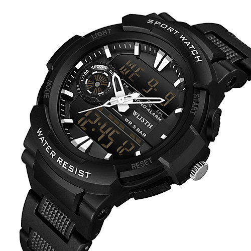 

WLISTH Men's Digital Watch Analog - Digital Digital Sporty Big Face Water Resistant / Waterproof Chronograph Alarm Clock / One Year / Silicone