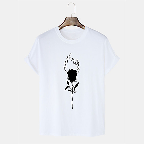 

Men's Unisex T shirt Hot Stamping Floral Graphic Prints Plus Size Print Short Sleeve Daily Tops 100% Cotton Basic Casual White Black Blushing Pink