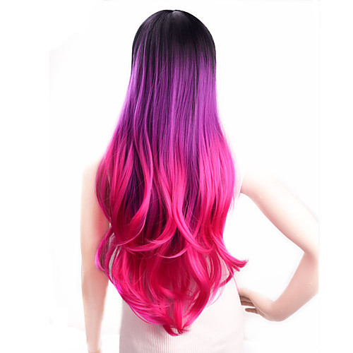 

Synthetic Wig Deep Wave Middle Part Side Part Wig Medium Length Violet Pink Synthetic Hair Women's Cosplay Party Fashion Pink Purple