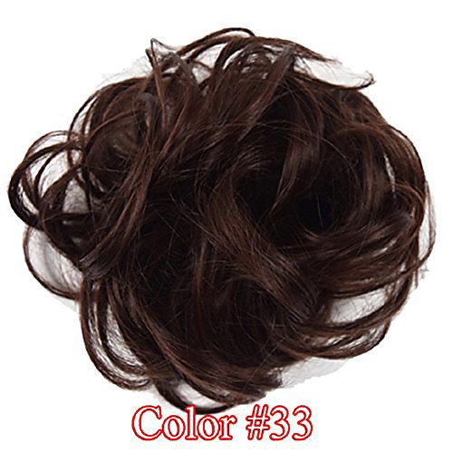 

heat resistant synthetic hair extension curly chignon with rubber band donut 2913