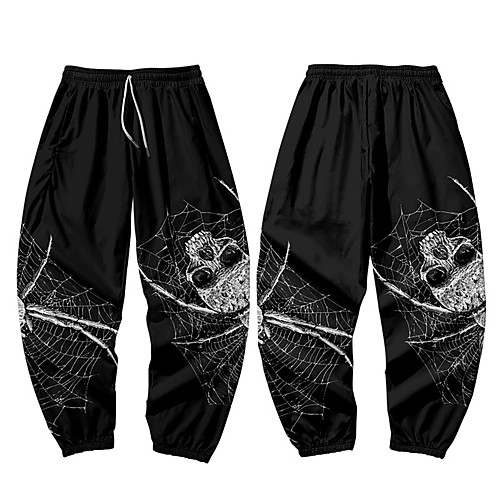 

Men's Casual / Sporty Athleisure Daily Sports Jogger Pants Sweatpants Pants Spider Full Length Elastic Waist 3D Print Black