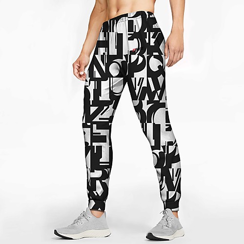 

21Grams Men's Sweatpants Joggers Jogger Pants Athletic Bottoms Drawstring Winter Fitness Gym Workout Running Training Exercise Breathable Soft Sweat wicking Sport Graffiti BlackWhite / Micro-elastic