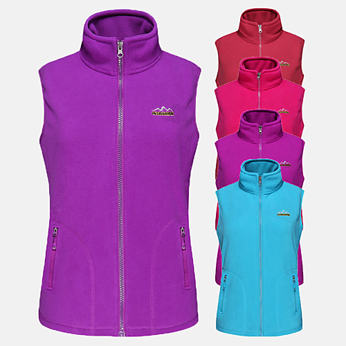 

Women's Hiking Vest / Gilet Fishing Vest Hiking Fleece Jacket Winter Outdoor Solid Color Thermal Warm Lightweight Windproof Fleece Lining Jacket Top Hunting Fishing Climbing Violet Red Light Purple