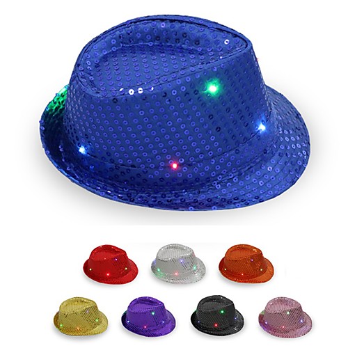 

Flashing Light Up Led Brilliant Glitter Sequin Colorful Sequin Fancy Dress Jazz Dance Party Club Party Hat For Men and Women