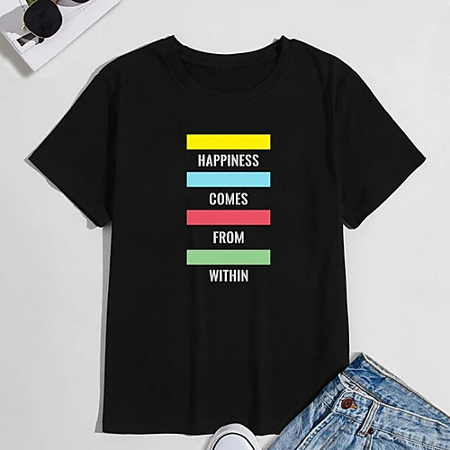 

Men's Unisex T shirt Hot Stamping Letter Plus Size Print Short Sleeve Casual Tops 100% Cotton Basic Casual Fashion Black