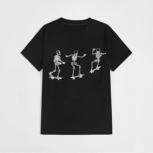 

Men's Unisex T shirt Hot Stamping Graphic Prints Skull Plus Size Print Short Sleeve Daily Tops 100% Cotton Basic Fashion Classic Black