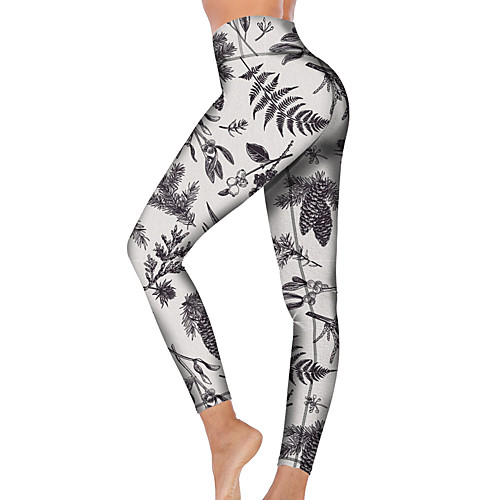 

21Grams Women's High Waist Yoga Pants Cropped Leggings Tummy Control Butt Lift Breathable White Fitness Gym Workout Running Sports Activewear High Elasticity