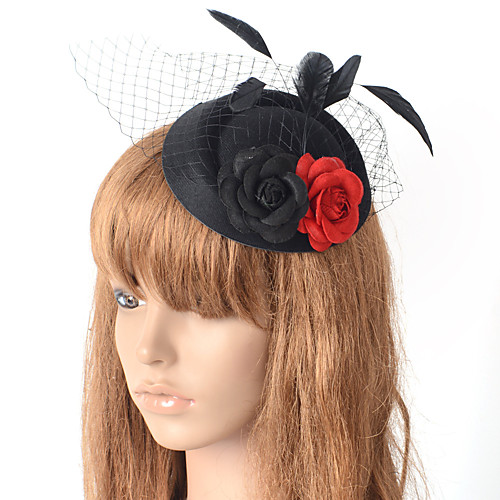 

Elegant Retro Tulle Fascinators with Feather / Floral 1 Piece Wedding / Special Occasion Headpiece