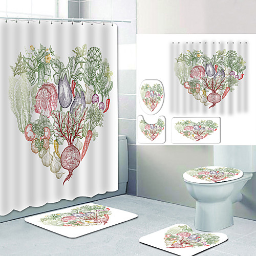 

Bathroom Shower Curtain & Mat Set Modern Polyester New Design