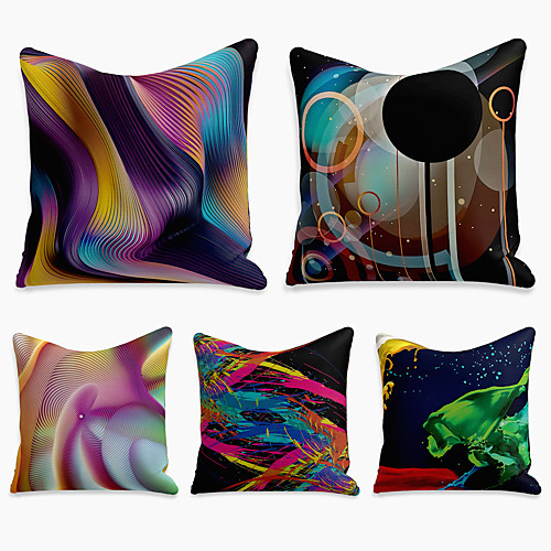 

Cushion Cover 5PC Linen Soft Decorative Square Throw Pillow Cover Cushion Case Pillowcase for Sofa Bedroom 45 x 45 cm (18 x 18 Inch) Superior Quality Machine Washable