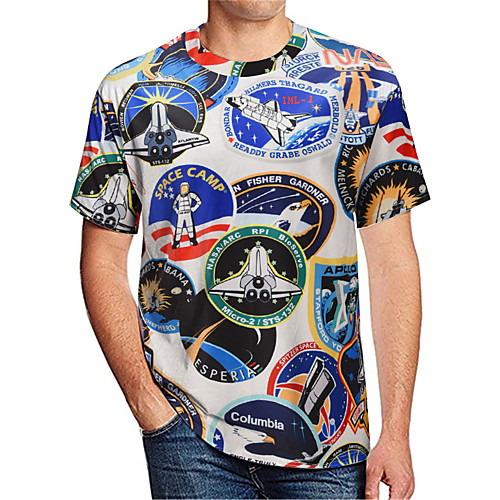 

Men's T shirt 3D Print Graphic 3D Print Short Sleeve Going out Tops Streetwear Blue