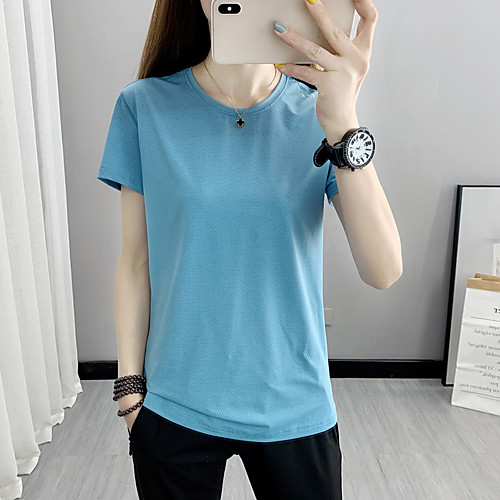 

Women's Tee / T-shirt Mesh Crew Neck Nylon Letter & Number Sport Athleisure T Shirt Top Short Sleeves Breathable Quick Dry Soft Comfortable Exercise & Fitness Running Everyday Use Casual Daily