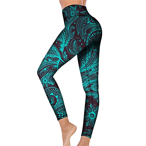 

21Grams Women's High Waist Yoga Pants Cropped Leggings Tummy Control Butt Lift Breathable Green Fitness Gym Workout Running Winter Sports Activewear High Elasticity