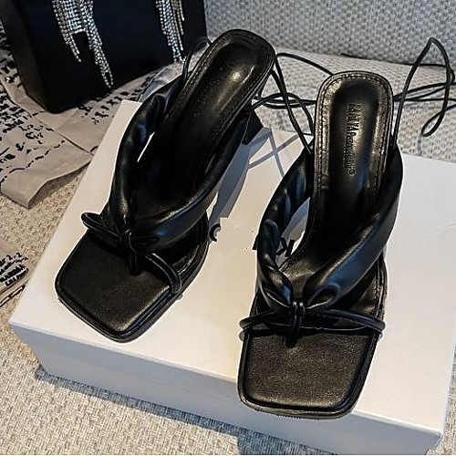 

Women's Sandals Pumps Peep Toe High Heel Sandals Casual Daily Walking Shoes Faux Leather Solid Colored White Black