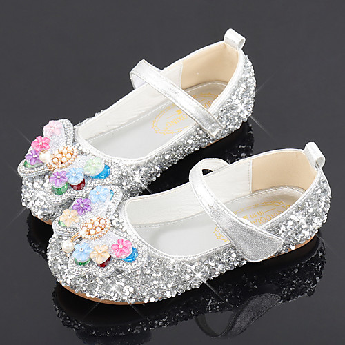 

Girls' Flats Flower Girl Shoes Princess Shoes School Shoes Rubber PU Little Kids(4-7ys) Big Kids(7years ) Daily Party & Evening Walking Shoes Rhinestone Sparkling Glitter Buckle Pink Silver Fall