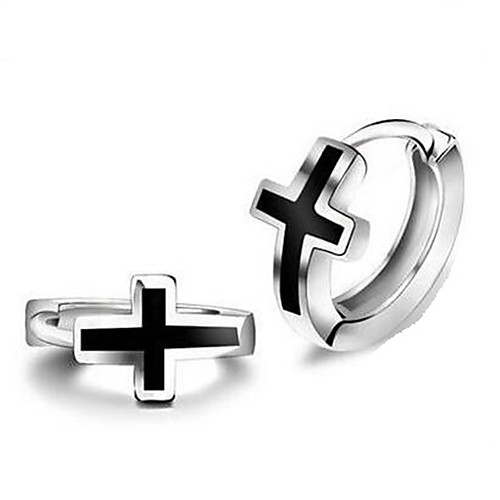 

Earrings Hanging Cross Earrings Geometrical Cross Vintage Punk Rock Silver Plated Earrings Jewelry White / Black For Christmas Halloween Street Gift Date 1 Pair