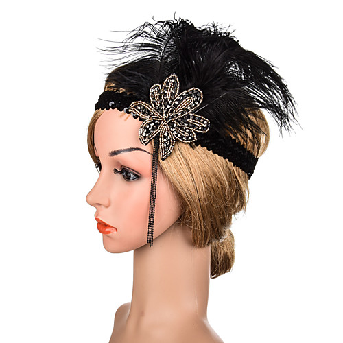 

Retro The Great Gatsby Fabric Headpiece with Feather / Crystals 1 Piece Special Occasion / Party / Evening Headpiece