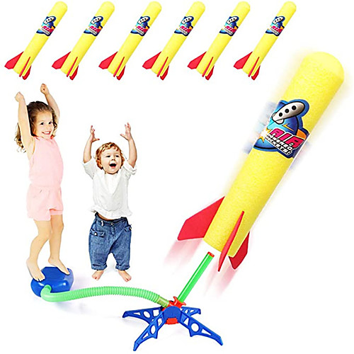 

Activity Toy Jump Rocket Launchers Outdoor Toys 7 pcs with Launcher and Foam Rockets Kid's Adults' Gift Party Favor Summer Outdoor Toys