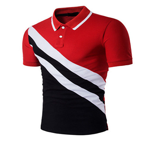 

Polo Short Sleeve T Shirt Top Blouse Fashion Personality Men's Casual Slim Patchwork