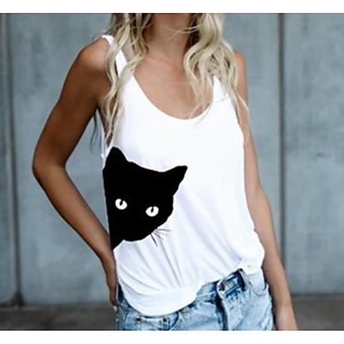 

Women's Tank Top Tee / T-shirt Pure Color Scoop Neck Cat Sport Athleisure Top Sleeveless Breathable Soft Comfortable Everyday Use Street Casual Daily Outdoor