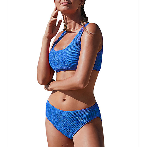 

Women's Sexy Bikini Swimsuit High Waist Padded Normal Swimwear Bathing Suits White Black Blue / Padded Bras