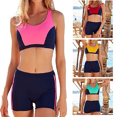 

Women's Tankini Swimwear Breathable Quick Dry Sleeveless 2 Piece - Swimming Surfing Water Sports Patchwork Summer