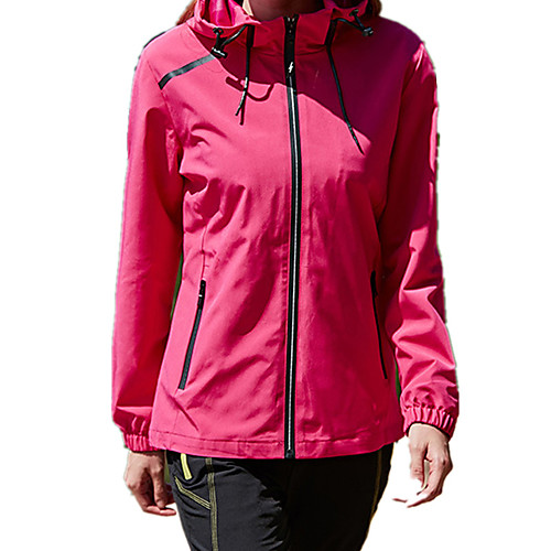 

Women's Hiking Jacket Outdoor Solid Color Waterproof Windproof Breathable Anti-tear Top Full Length Visible Zipper Fishing Climbing Camping / Hiking / Caving Purple Rose Red