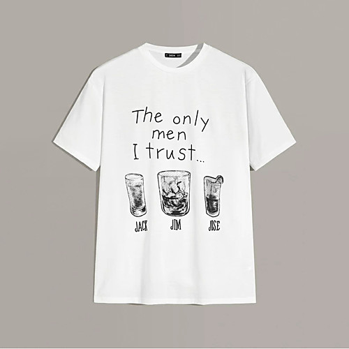 

Men's T shirt Hot Stamping Graphic Prints Letter Print Short Sleeve Daily Tops 100% Cotton Basic Fashion Classic White