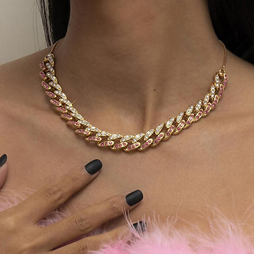 

Choker Necklace Necklace Long Necklace Women's Tennis Chain Cubic Zirconia Blue Pink White Imitation Diamond Artistic Simple Fashion Vintage Trendy Dark Green Blue Pink Gold Rose Red Dark Blue 80 cm