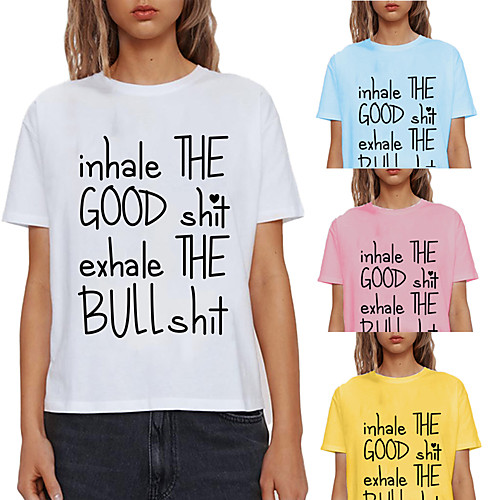 

Women's Tee / T-shirt Pure Color Crew Neck Letter Printed Sport Athleisure T Shirt Top Short Sleeves Breathable Soft Comfortable Everyday Use Street Casual Daily Outdoor