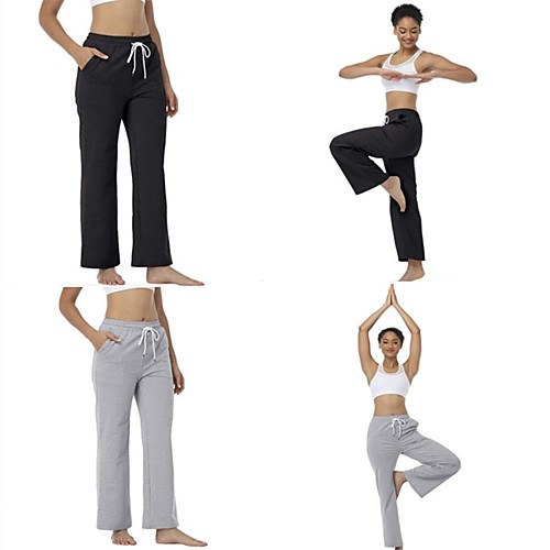 

Women's High Waist Yoga Pants Wide Leg Drawstring Bottoms Breathable Quick Dry Moisture Wicking Solid Color Black Grey Yoga Fitness Gym Workout Sports Activewear Micro-elastic Loose / Athletic