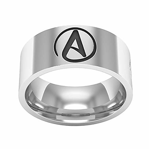 

jajafook 8mm stainless steel sculpture atheist sign engagement couple rings