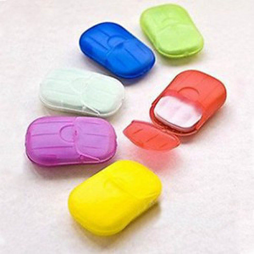 

6boxs Outdoor Travel Soap Sliced Paper Disposable Portable Aromatherapy Hand Wash Bath Travel Mini Soap Box Soap